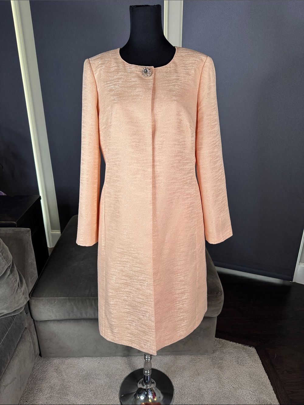 Women’s John Meyer Collection Peach Long Sleeve Dress Matching Jacket Size 10